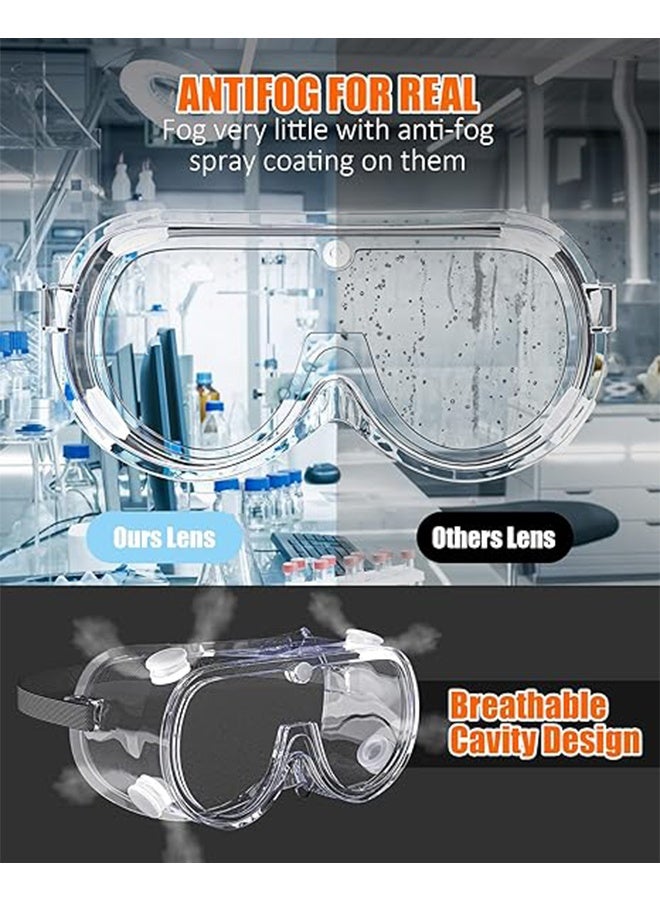 YJ Anti-Fog Protective Safety Goggles Clear Lens Wide-Vision Adjustable Chemical Splash Eye Protection Soft Lightweight Eyewear - Image 2